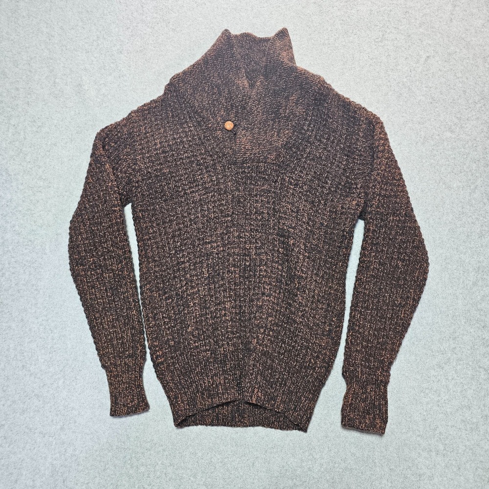 Vintage‎ Woolrich Women's Medium Wool Brown Single Button Shawl Collar Sweater
